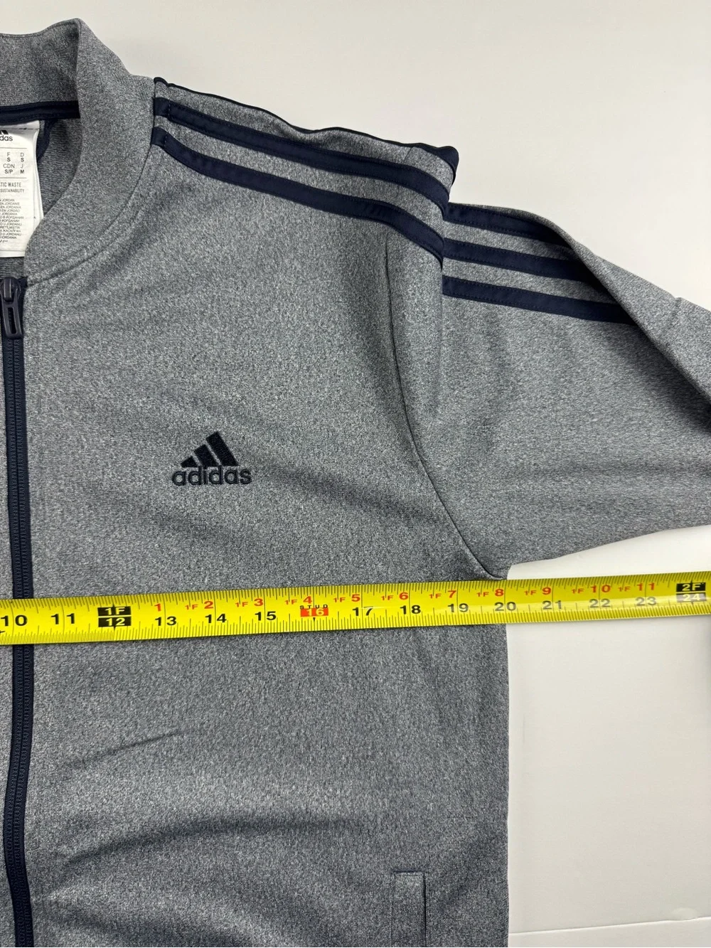 adidas Grey Track Jacket with Navy Shoulder Stripes